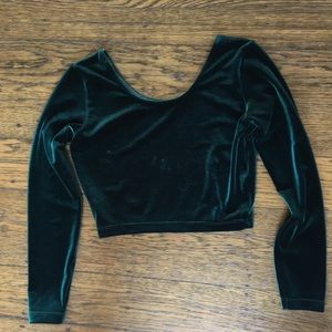 American Apparel Green Velvet Crop Top